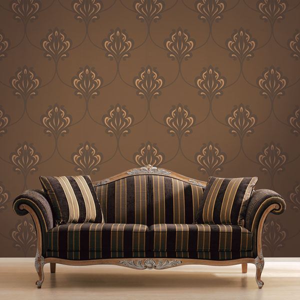 Orfeo Brown Nouveau Damask  | Brewster Wallcovering - The WorkRm