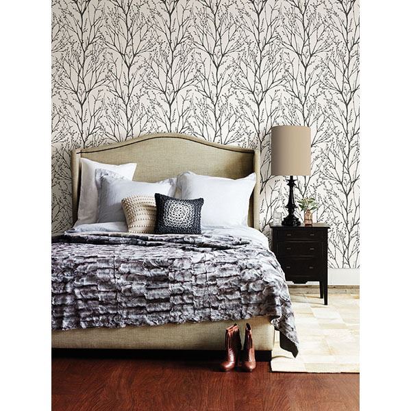 Delamere Black Tree Branches  | Brewster Wallcovering