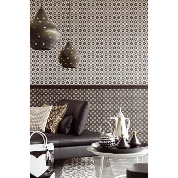 Marqueterie Black Mosaic Geometric  | Brewster Wallcovering - The WorkRm