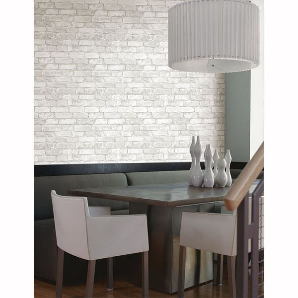 Brickwork Light Grey Exposed Brick - Brewster Wallcovering