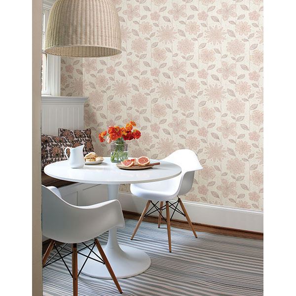 Maisie Pink Batik Flower - Brewster Wallcovering