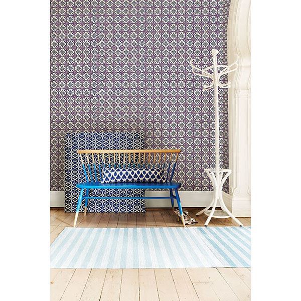 Geo Violet Quatrefoil - Brewster Wallcovering