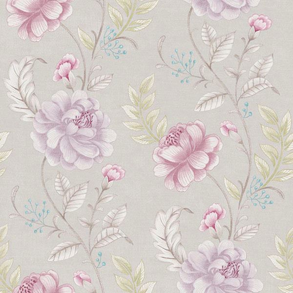 Brewster Wallcovering-Summer Palace Amethyst Floral Trail