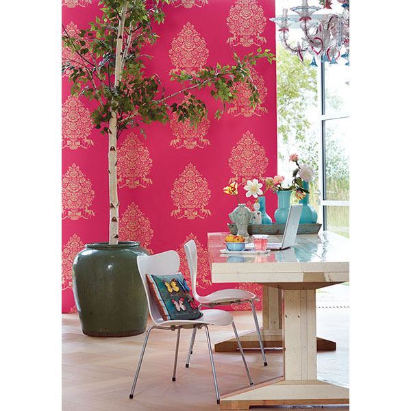 Till Red President Damask  | Brewster Wallcovering - The WorkRm