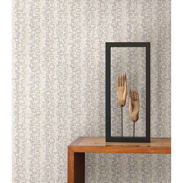 Harmonize Neutral Small Geometric - Brewster Wallcovering