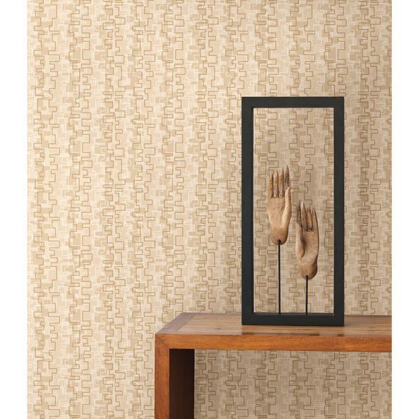 Harmonize Sand Small Geometric - Brewster Wallcovering