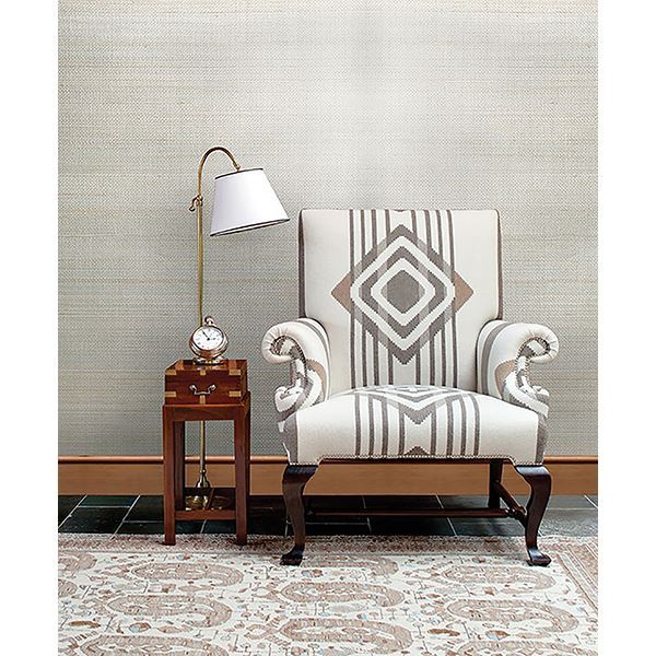 Stelios Grey Grasscloth - Brewster Wallcovering