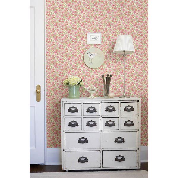 Elsie Pink Floral - Brewster Wallcovering