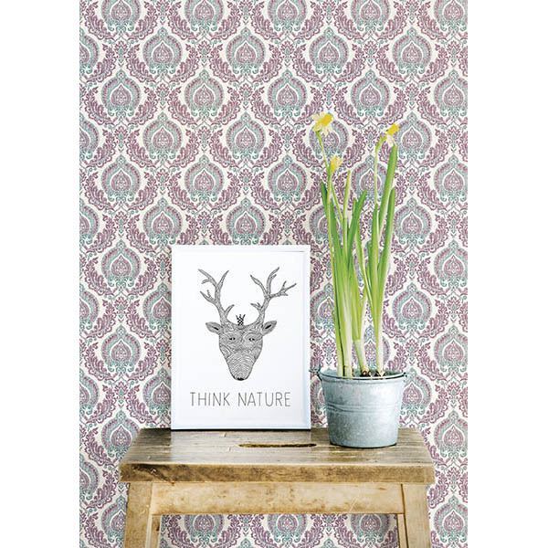 Lulu Plum Damask  | Brewster Wallcovering - The WorkRm