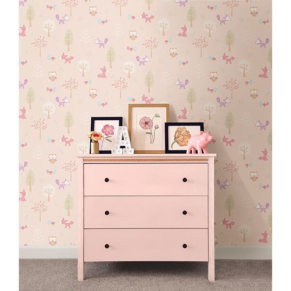 Forest Friends Pink Animal  | Brewster Wallcovering - The WorkRm