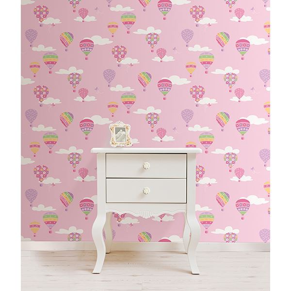 Hot Air Balloons Pink Balloons - Brewster Wallcovering