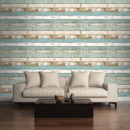 Scrap Wood Turquoise Weathered Texture  | Brewster Wallcovering - The WorkRm