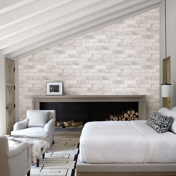 Reclaimed Bricks White Rustic  | Brewster Wallcovering - The WorkRm