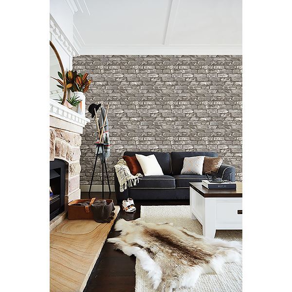 Chelsea Charcoal Brick  | Brewster Wallcovering - The WorkRm