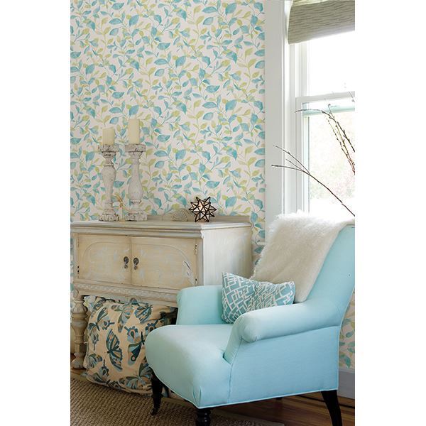 Catalina Trail Aqua Vine  | Brewster Wallcovering - The WorkRm