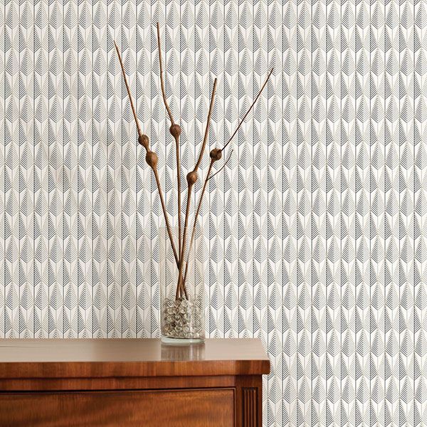 Padma Grey Geometric Texture - Brewster Wallcovering