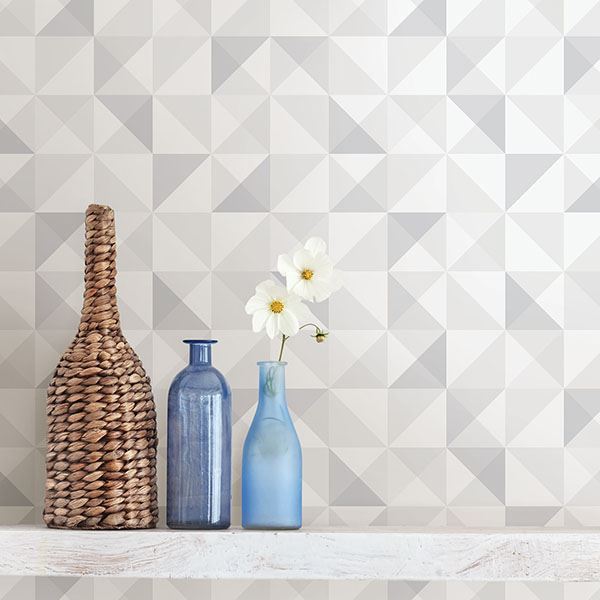 Dabria White Geometric  | Brewster Wallcovering - The WorkRm