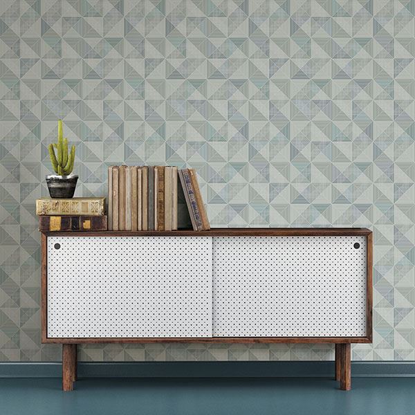 Dabria Blue Geometric  | Brewster Wallcovering - The WorkRm