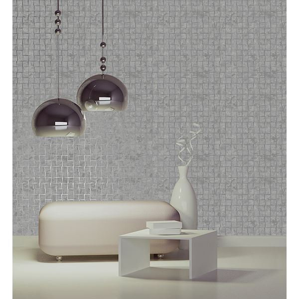 Cubist Silver Geometric - Brewster Wallcovering