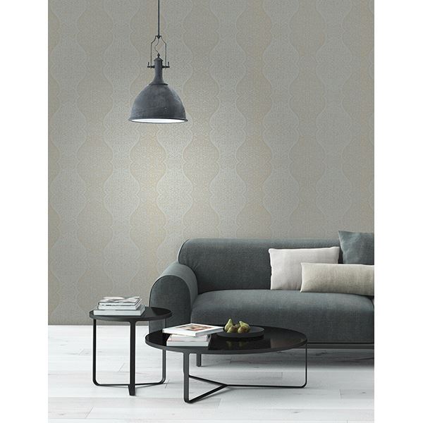 Cadence Blue Scroll - Brewster Wallcovering