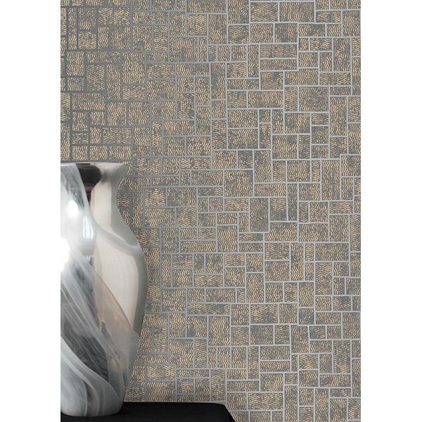 Etude Charcoal Geometric - Brewster Wallcovering