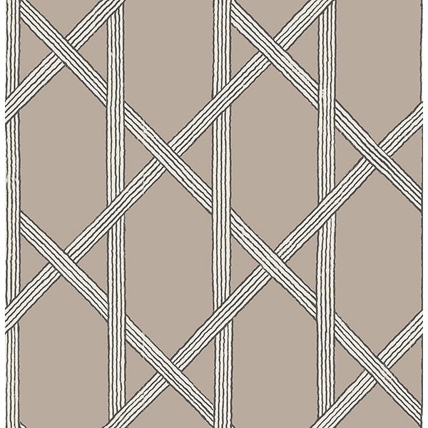 Brewster Wallcovering-Mandara Taupe Trellis