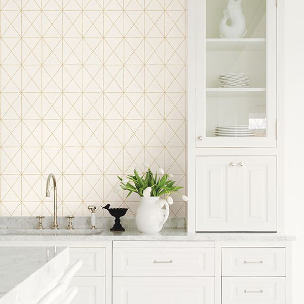 Intersection Gold Geometric  | Brewster Wallcovering - The WorkRm