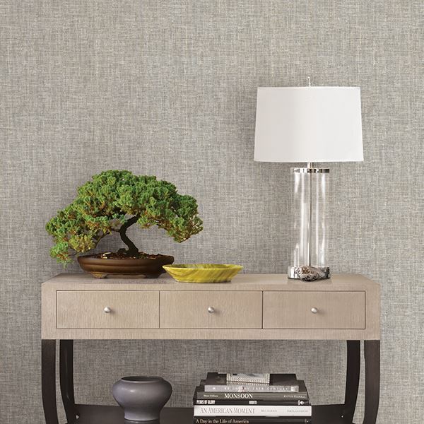 Oasis Grey Linen - Brewster Wallcovering