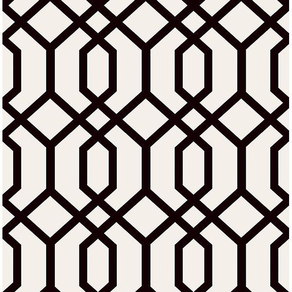 Trellis Black Montauk Wallpaper - Brewster Wallcovering