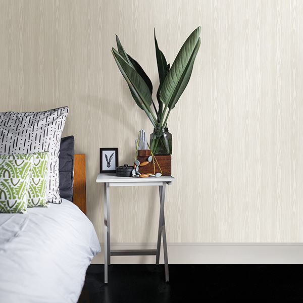 Illusion Beige Wood Wallpaper  | Brewster Wallcovering