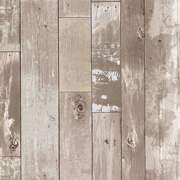 Picture of Heim Taupe Distressed Wood Panel Wallpaper