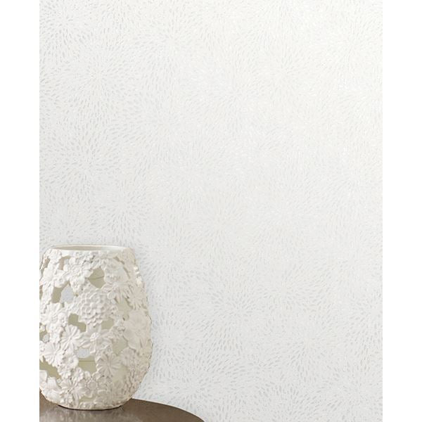 Chrysanth White Flower Pattern Wallpaper  | Brewster Wallcovering - The WorkRm