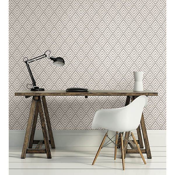 Vertex Taupe Diamond Geometric Wallpaper  | Brewster Wallcovering - The WorkRm