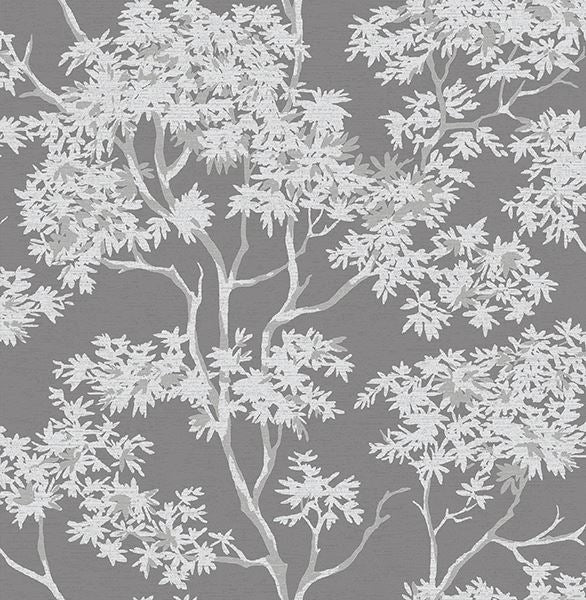 Brewster Wallcovering-Paix Charcoal Trees Wallpaper