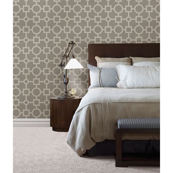 Matrix Taupe Geometric Wallpaper  | Brewster Wallcovering - The WorkRm