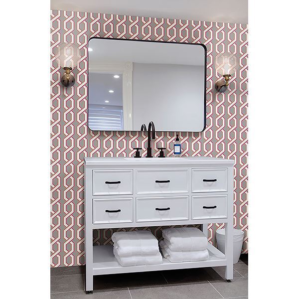 Twist Pink Geometric Wallpaper  | Brewster Wallcovering - The WorkRm