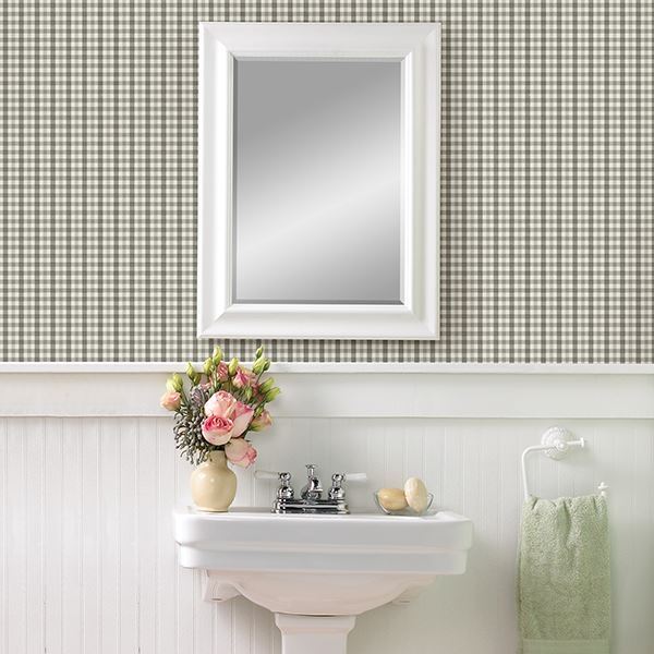 Roslin Dark Grey Check Wallpaper  | Brewster Wallcovering - The WorkRm