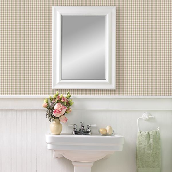 Roslin Pink Check Wallpaper  | Brewster Wallcovering
