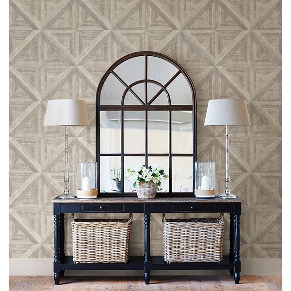 Carriage House Neutral Wood Wallpaper  | Brewster Wallcovering