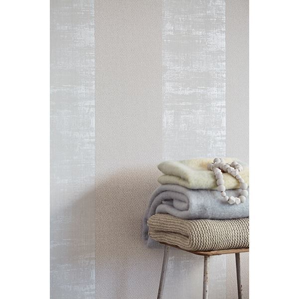 Duo Grey Stripe Wallpaper - Brewster Wallcovering