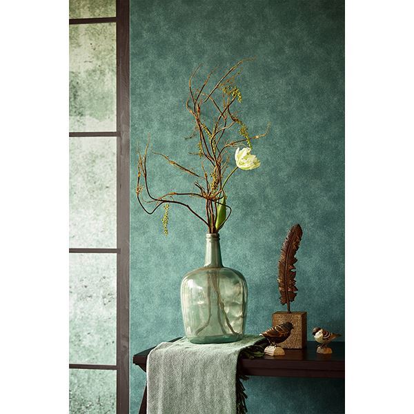 Holstein Teal Faux Leather Wallpaper - Brewster Wallcovering