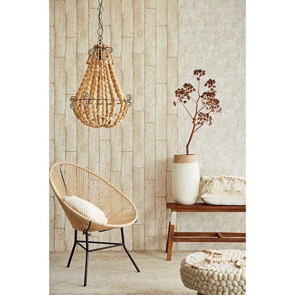 Esmee Beige Wood Wallpaper - Brewster Wallcovering