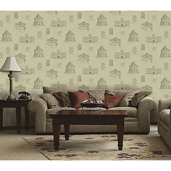 Estate Cream Illustration Wallpaper - Brewster Wallcovering