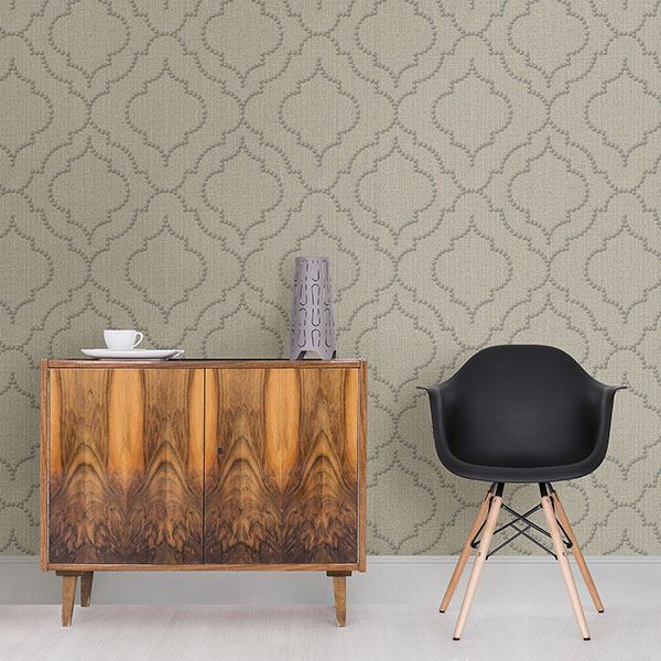 Broadway Taupe Quatrefoil  | Brewster Wallcovering - The WorkRm