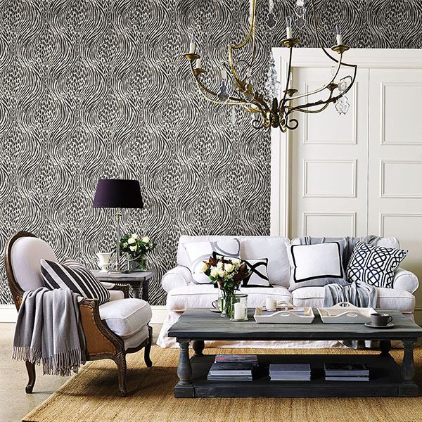 Splendid Platinum Animal Print Wallpaper - Brewster Wallcovering