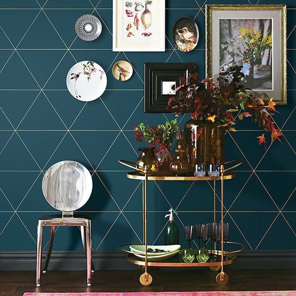 Twilight Teal Geometric Wallpaper  | Brewster Wallcovering - The WorkRm