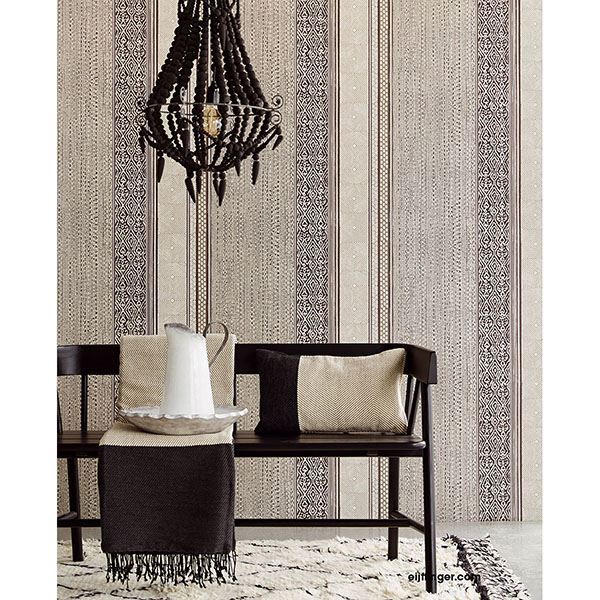 Stripe Brown Setif Wallpaper - Brewster Wallcovering