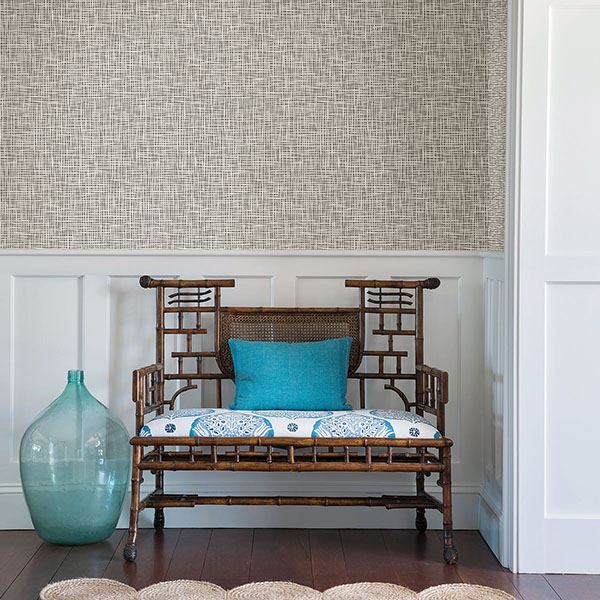 Shanti Grey Grid Wallpaper - Brewster Wallcovering