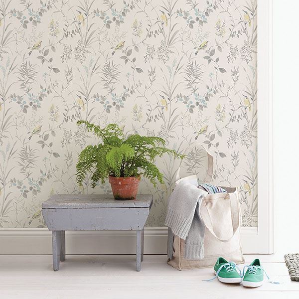 Imperial Garden Grey Botanical Wallpaper  | Brewster Wallcovering - The WorkRm