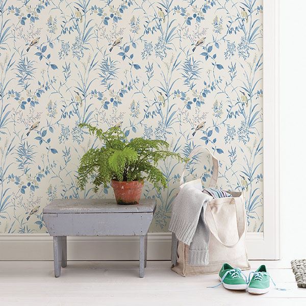 Imperial Garden Blue Botanical Wallpaper  | Brewster Wallcovering - The WorkRm